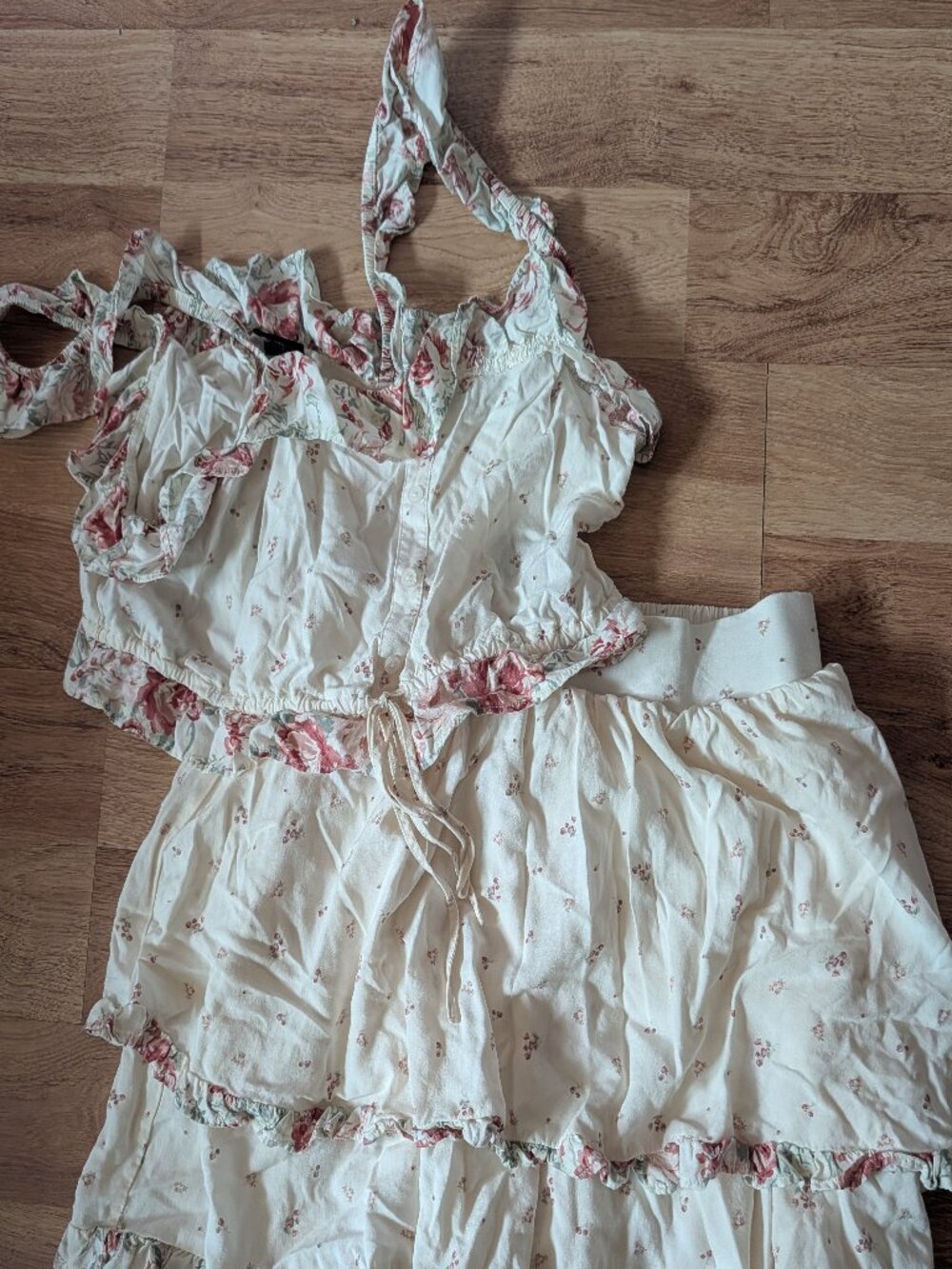 Torrid Floral Cottagecore Ruffle Skirt & Halter Top Set